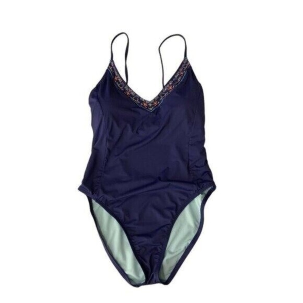Hobie Swimsuit XL Blue Embroidered One Piece Swimwear Summer‎ Beach